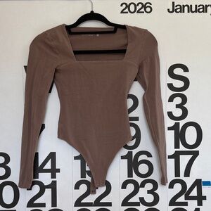 Abercrombie & Fitch Long-Sleeve Cotton Seamless Fabric Squareneck Bodysuit XXS